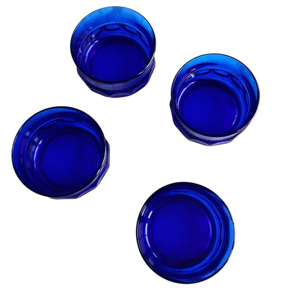 4 Indiana Glass thumbprint King's Crown Bowls Sherbet Cobalt Blue. - Picture 6 of 6